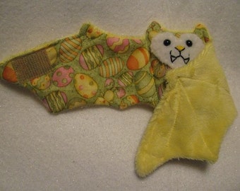 Eggs and Chicks on Yellow Faux Fur - Bat Cup Sleeve\/Stuffed Animal\/Coffee Cozie