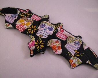 Sugar Skull Dia De Los Muertos Bat Cup Sleeve, Coffee Cozie/Cozy or Stuffed Animal