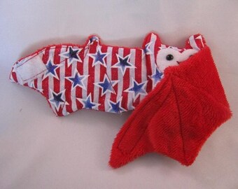 Fourth of July Patriotic Bat Stuffed Animal\/Coffee Cozie\/Cup Sleeve