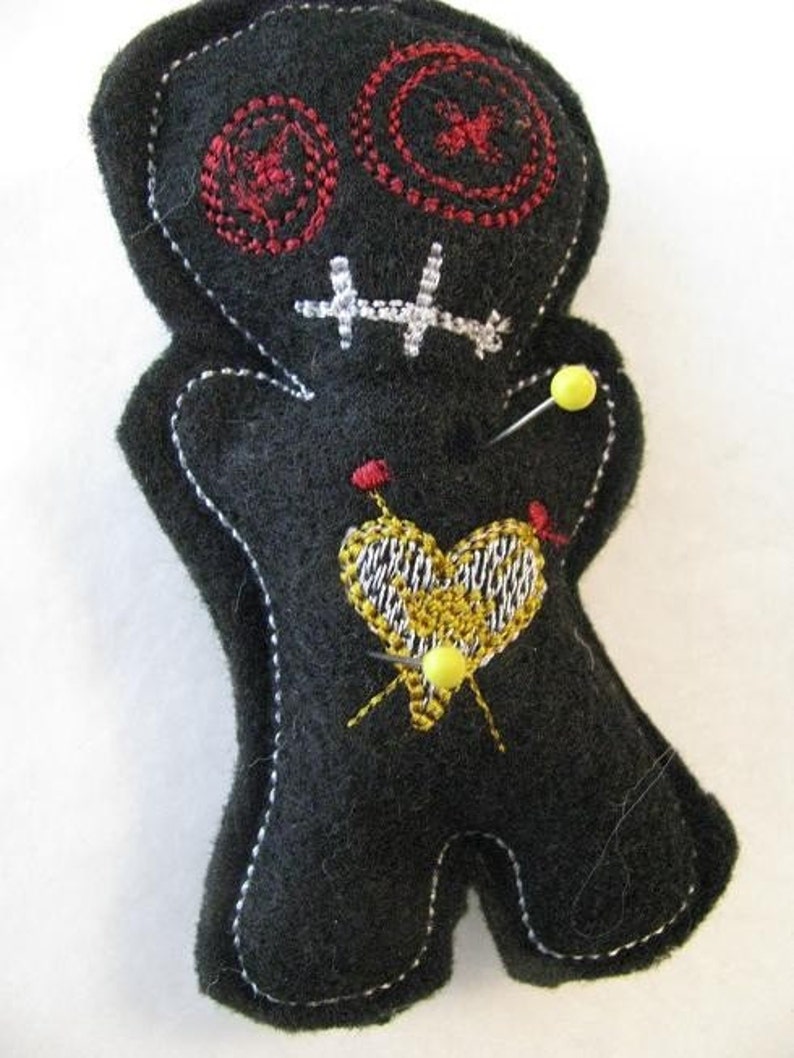 Voodoo Doll Pin Cushion or Pocket Pal Black Red and Gold | Etsy
