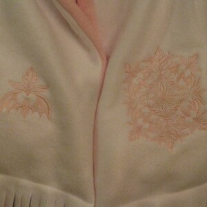 Hooded Scarf with Pockets White/Light Pink Damask Bat Design image 3