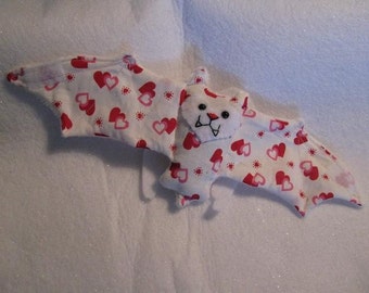 Valentine's Day Bat - Hearts on White