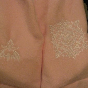 Hooded Scarf with Pockets White/Light Pink Damask Bat Design image 4