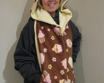 Yellow Cupcake Hooded Scarf with pockets