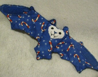 Candy Canes on Blue Bat Coffee Cozy, Cup Sleeve, Stuffed Animal
