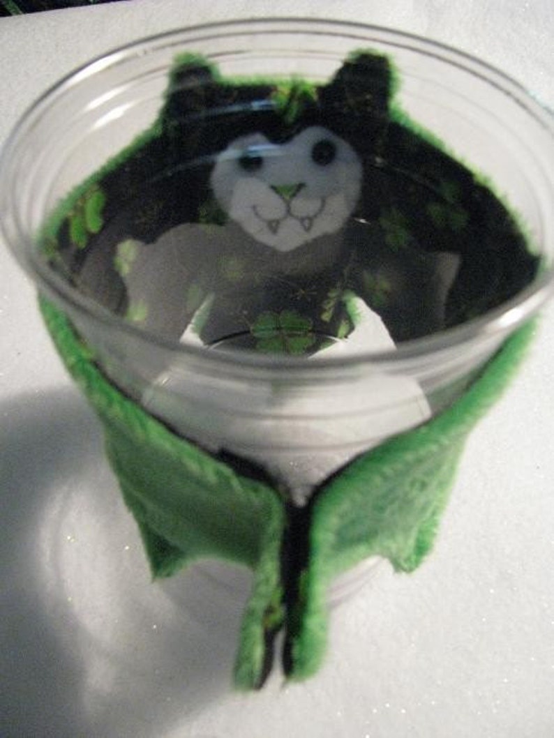 St Patricks Day Bat Stuffed Animal, Cup Cozie or Coffee Cup Sleeve image 2