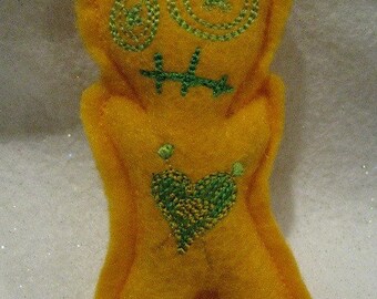 Voodoo Doll Pin Cushion or Pocket Pal - Lemon Lime