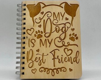 Wood Engraved Journal: Dog Lover Gift, Handmade Pet Diary