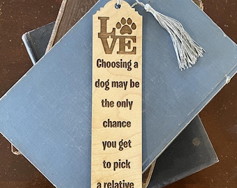 Engraved Wood Bookmark, Dog Lover Gift