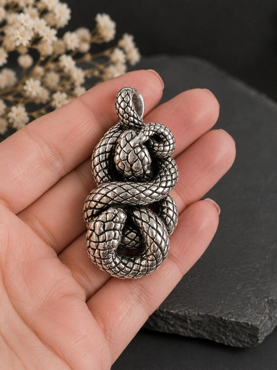 Sterling Silver Coiled Snake Pendant
