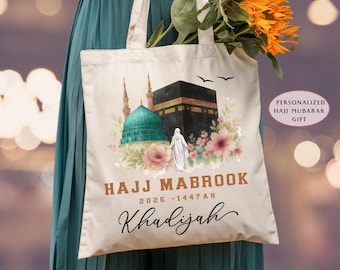 Umrah Mubarak Tragetasche, Islamische Reisetasche, Benutzerdefinierte Muslimisches Geschenk für Sie, Eid Islamische Erinnerungstasche