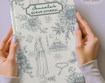 Personalized Quran Journal for Women, Islamic Reflection Notebook, Muslim Gift for Her, Floral Hijabi Journal