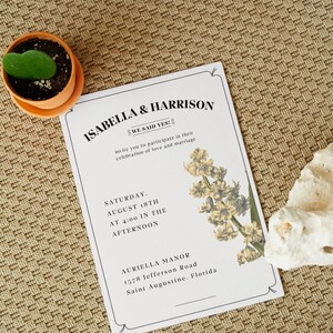 Spring Wedding Invitation, Wildflower Wedding, Spring Flowers, Hand Drawn Florals, Garden Wedding, Wedding Invitation Template, Printable