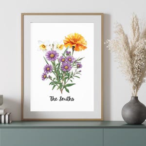 Personalized Birth Flower Bouquet Art: Family Keepsake (Digital Download)