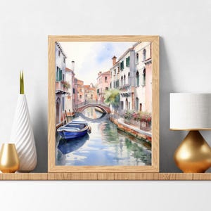 Watercolor Italian Venice Canals Print | Vintage Travel Decor & Art Lovers Wall Art Digital Download