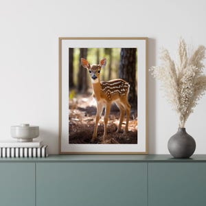 Deer Wall Art, Forest Animal Wall Decor, Hunting Art, Fawn Print, Farmhouse Decor, Animal Art Print,