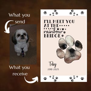 Retrato de mascota personalizado en acuarela: Arte conmemorativo con huella de pata (descarga digital)