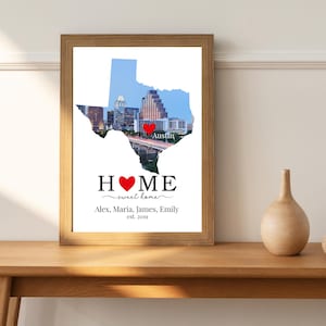 Home Sweet Home Customized State Map, Personalized with photo and location, New Home gift, Realtor Gift