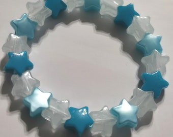 One Glow in the dark Star Bracelet - blue and white