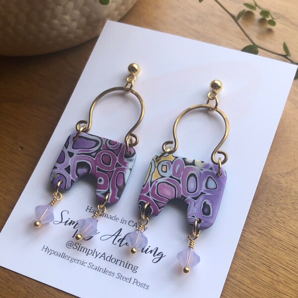 Polymer Clay Earrings Mokume Gane