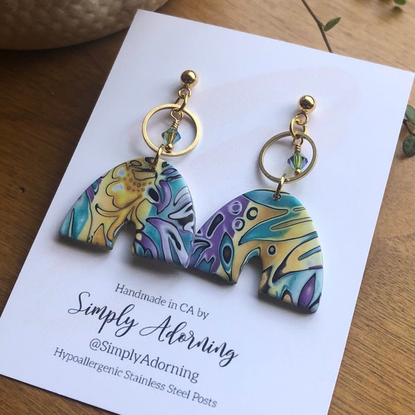 Polymer Clay Earrings Mokume Gane