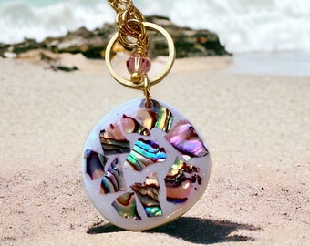 Polymer Clay Pink Abalone Shell Necklace Beach Ocean Summer Accessories