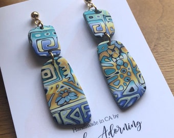 Polymer Clay Earrings Mokume Gane