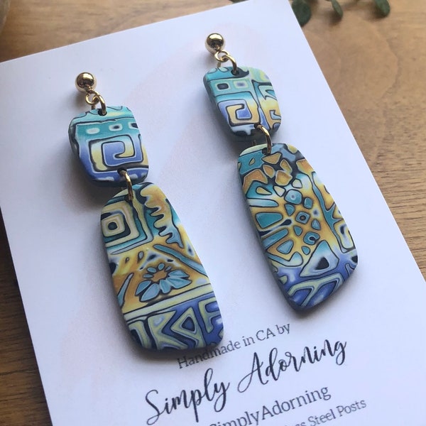 Polymer Clay Earrings Mokume Gane