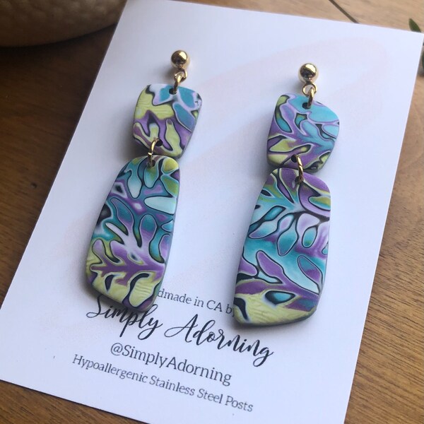 Polymer Clay Earrings Mokume Gane