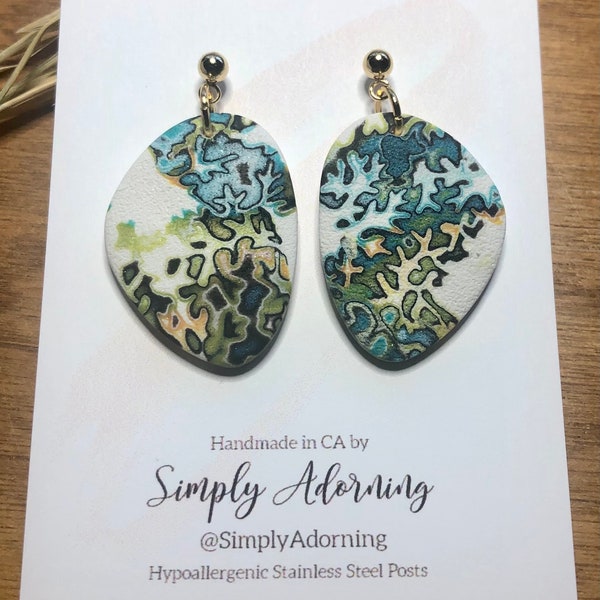 Polymer Clay Earrings Mokume Gane