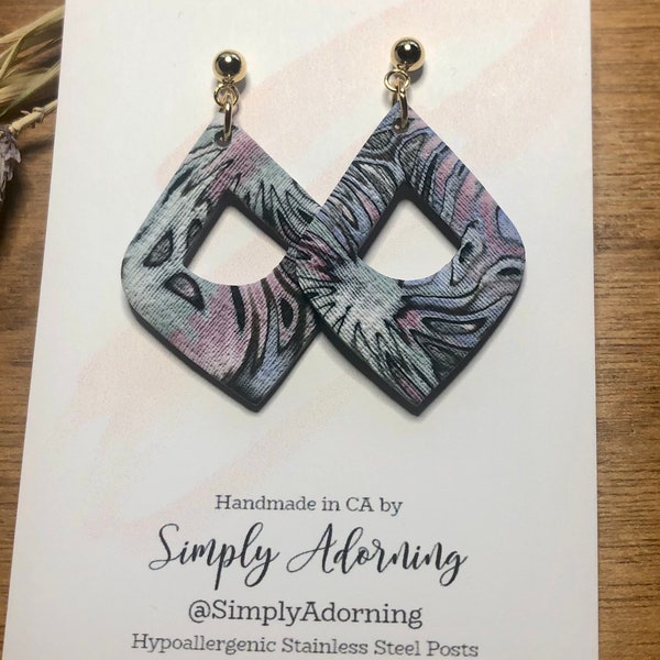 Polymer Clay Earrings Mokume Gane