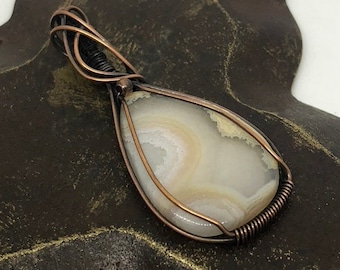 Needle Peak Agate Pendant Necklace Copper Wire Wrapped Pendant