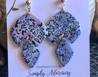 Polymer Clay Earrings Mokume Gane Coral Reef Style