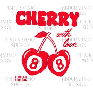 Cherry 8 Ball PDF, Feeling Lucky Cherry 8 ball Graphic Digital, Vintage-Inspired Cherry