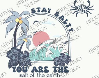 Stay Salty Faith Based Clipart, Salt of the Earth Bible Verse Digital, Beachy PNG, Stay Salty PNG, Matthew 5:13 Scripture Digital