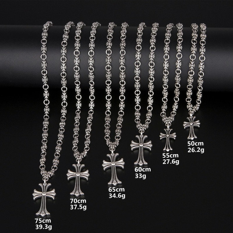 Cross Necklace for Men Gothic Chrome Hearts Stainless Steel Punk Crucifix Christian Necklace for Men, Gold
