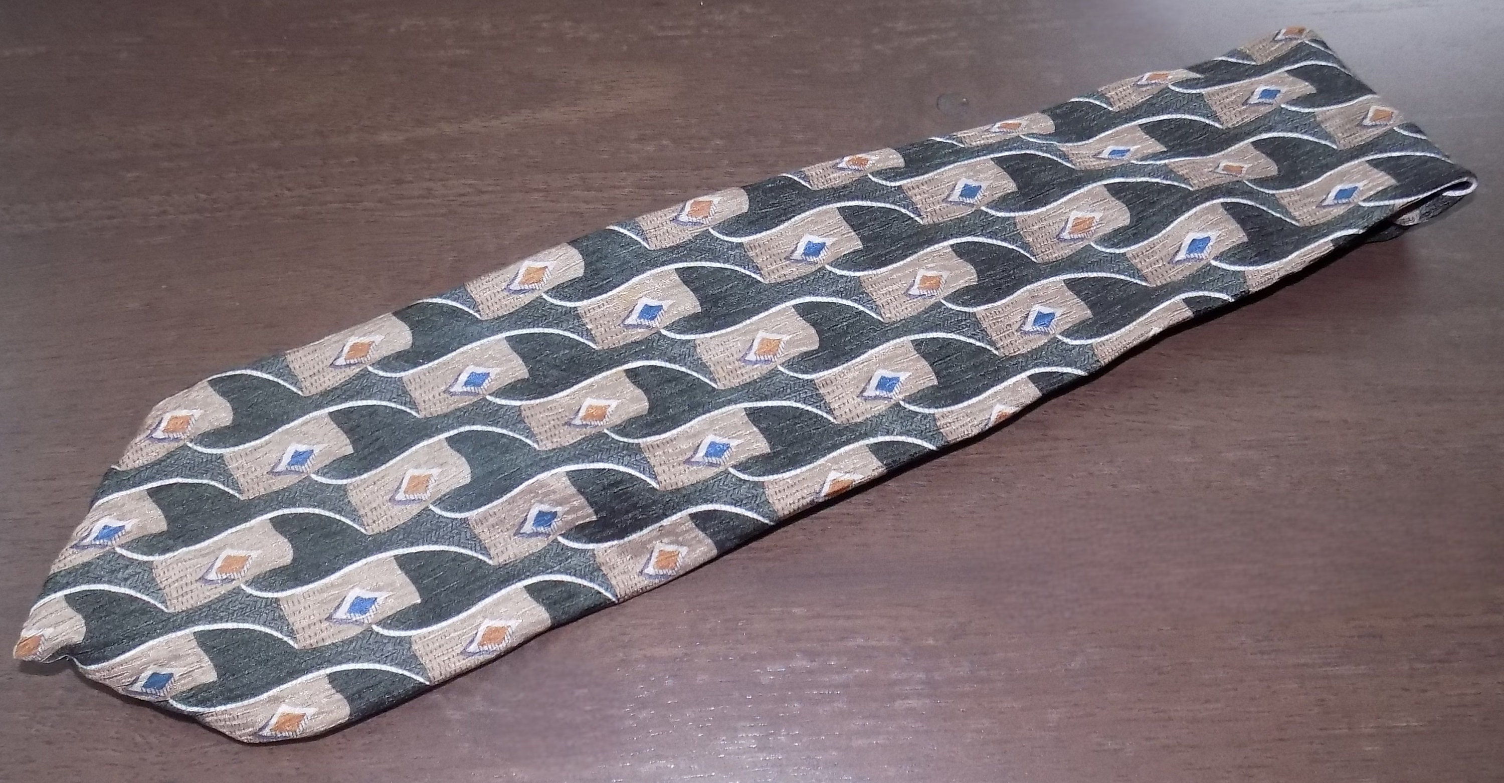 Van Heusen 1940s Peacock Tie Brown Crane Design 11cm Wide