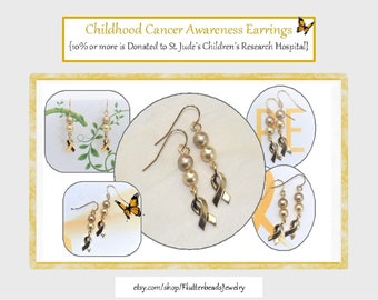 CHILDHOOD CANCER Awareness Earrings, Breast Feeding, Appendix Cancer, COPD, Donations Made to St. Jude's Children's Research Hospital