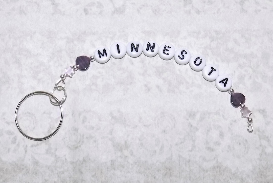 MINNESOTA Memory Wire Key Chain, State Key Chain, Purple Cat's Eye ...