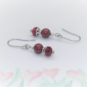 Ruby Red Glass Crystal Earrings, Crystal Passions Bordeaux Pearls, Birthday, Mother&#39;s Day, Anniversary, Valentine&#39;s Day, Christmas, Gift Box