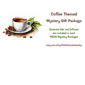Coffee Themed Mystery Package, Charms, Earrings, Jewelry, Note Cards, Essential Oils, Figurines, Mugs, Ornaments
