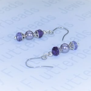 Purple Velvet & Tanzanite Swarovski Crystal Earrings, Crystal Passions Mauve Pearl Earrings, Birthday, Mother&#39;s Day, Christmas, Gift Boxed