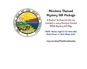 Montana Themed Mystery Package, Mixed Items, Necklaces, Key Chains, Plushies, Note Cards, Figurines, Essential Oils, Tote Bags, Gift Items