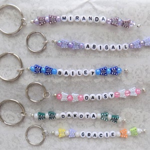 Personalized Name Key Chains Butterfly Beaded Key Rings, 14 Butterfly Colors, 4 Bead Colors, 2 Key Ring Sizes Available, Birthdays, Gift Box