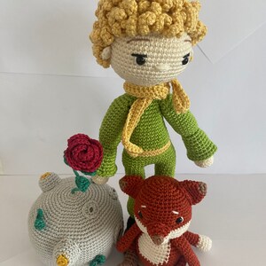 Crochet Little Prince+Fox+Planet+Rose - Set of 3 amigurumis - Crochet The Little Prince+Fox+Planet+Rose