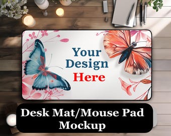 Schreibtischmatte Mockup: Mousepad Design Vorlage (PNG & PSD)