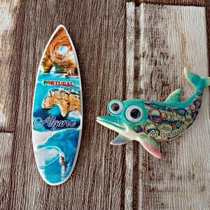 Set van 2 Algarve koelkastmagneten – kleurrijk souvenir met Portugese kunst en letters | Cadeau uit Portugal - Cadeau voor vrienden of familie.