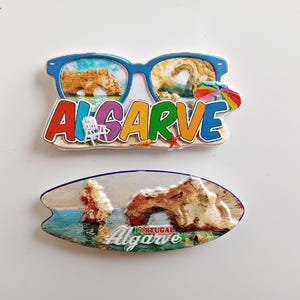 Set van 2 Algarve koelkastmagneten – kleurrijk souvenir met Portugese kunst en letters | Cadeau uit Portugal - Cadeau voor vrienden of familie.