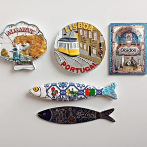 Juego de 5 imanes para nevera de Portugal: un colorido recuerdo con arte y letras portuguesas | Regalo de Portugal para amigos o familiares