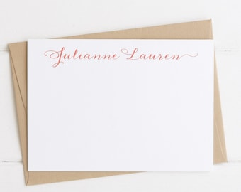 Personalized Note Cards, Set, Modern Calligraphy, Stationery, Flat Note Cards, Custom Note Cards, Cursive Note Cards